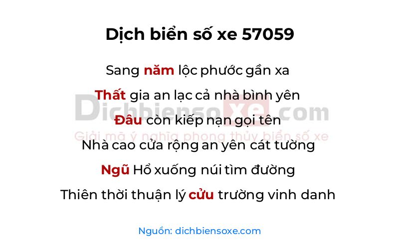 Dịch thơ biển số 57059