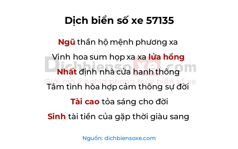 Dịch thơ biển số 57135
