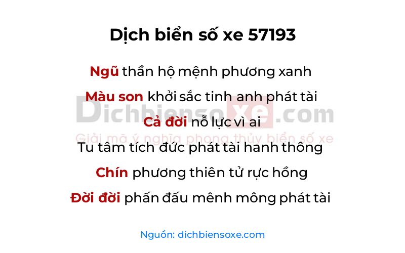 Dịch thơ biển số 57193