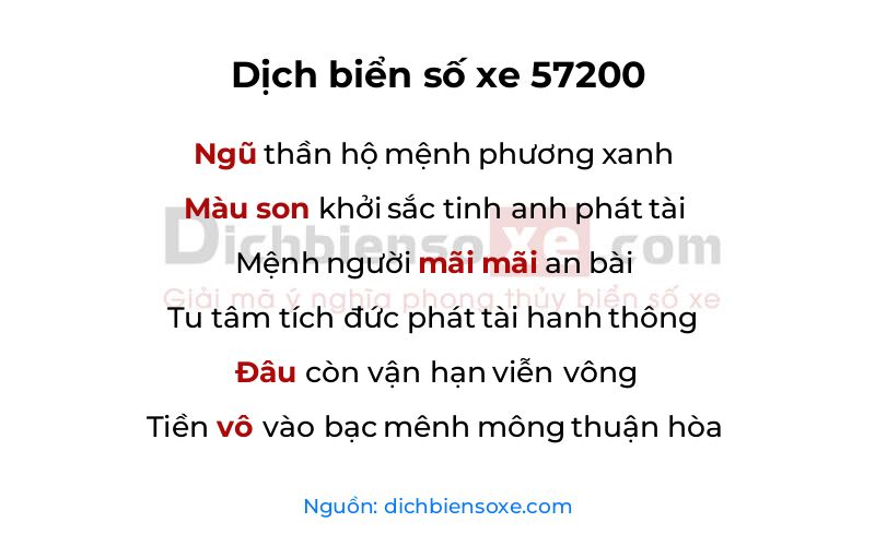 Dịch thơ biển số 57200