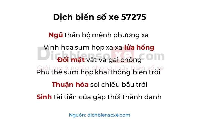 Dịch thơ biển số 57275