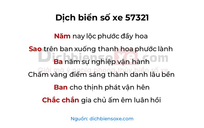 Dịch thơ biển số 57321