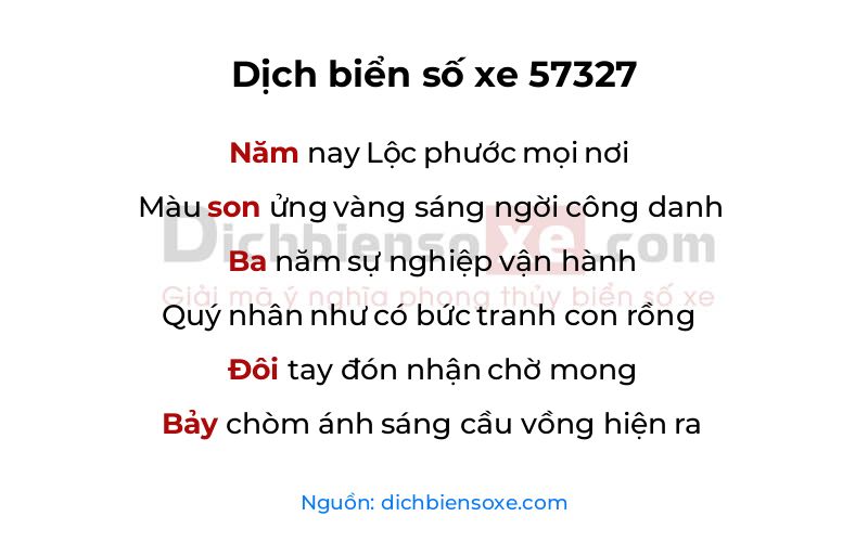 Dịch thơ biển số 57327