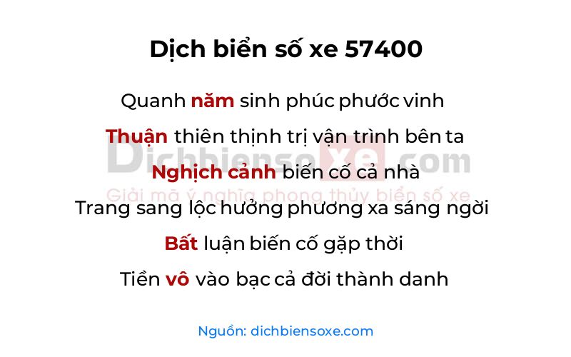 Dịch thơ biển số 57400