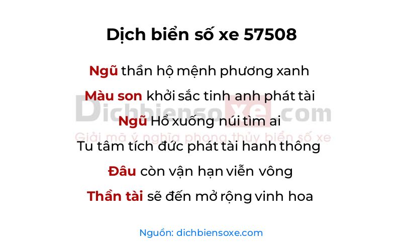 Dịch thơ biển số 57508