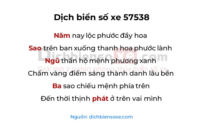 Dịch thơ biển số 57538