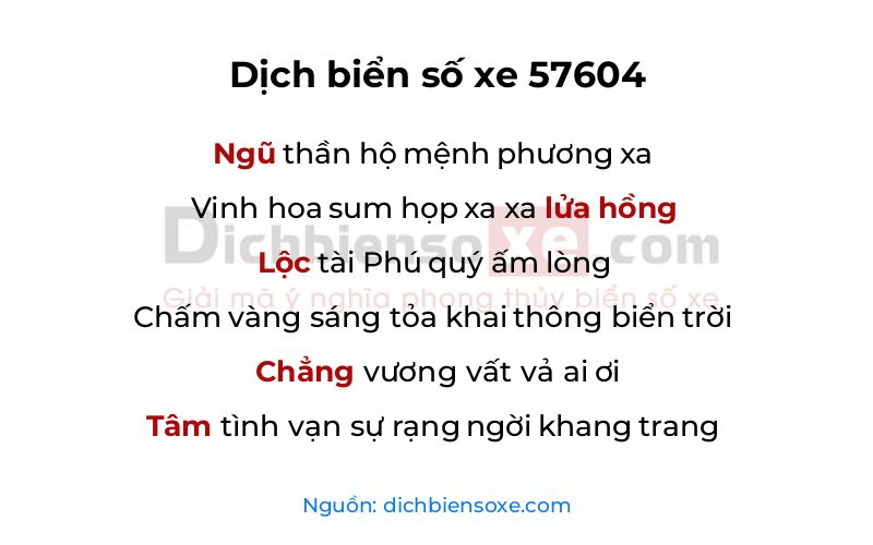 Dịch thơ biển số 57604