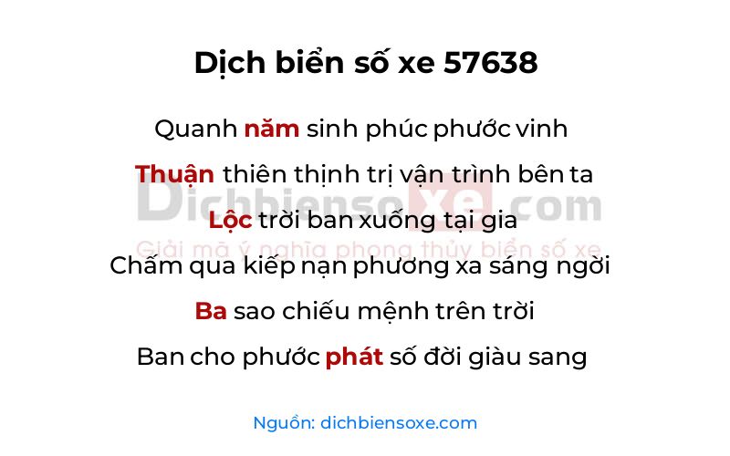 Dịch thơ biển số 57638