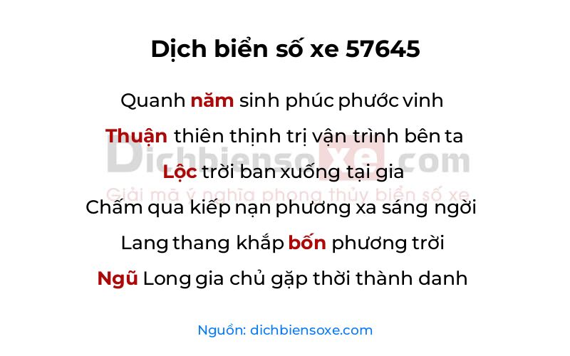 Dịch thơ biển số 57645