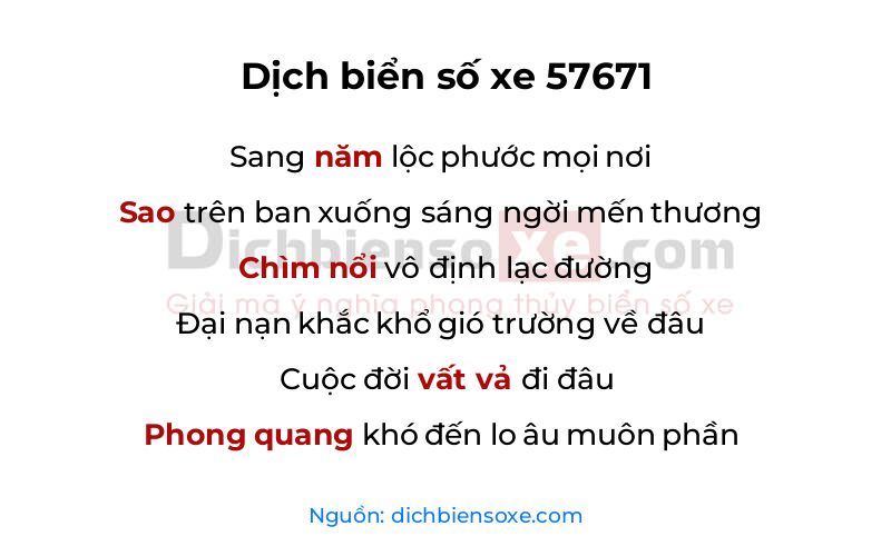 Dịch thơ biển số 57671
