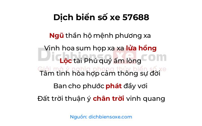 Dịch thơ biển số 57688