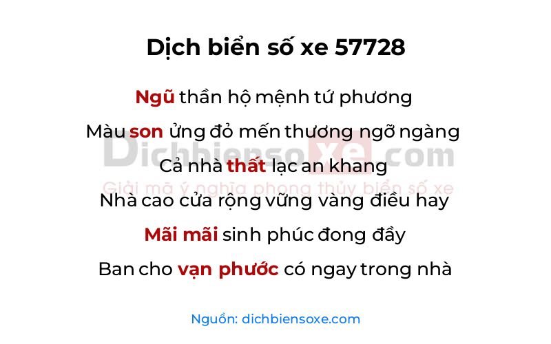 Dịch thơ biển số 57728