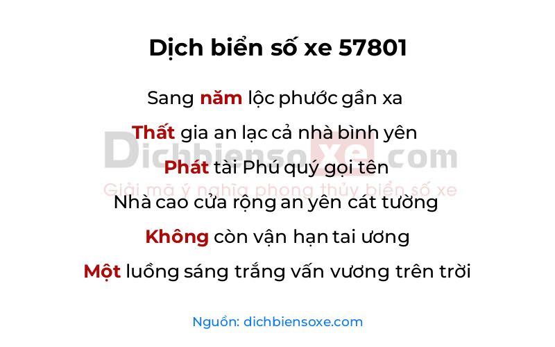Dịch thơ biển số 57801
