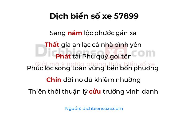 Dịch thơ biển số 57899