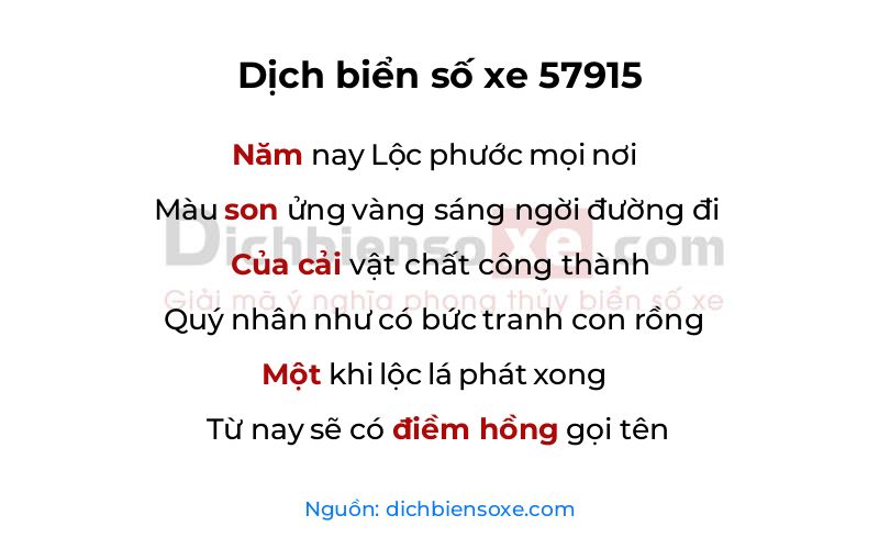 Dịch thơ biển số 57915