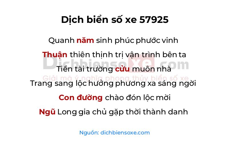 Dịch thơ biển số 57925