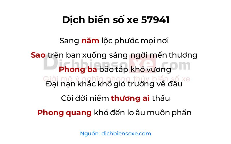 Dịch thơ biển số 57941