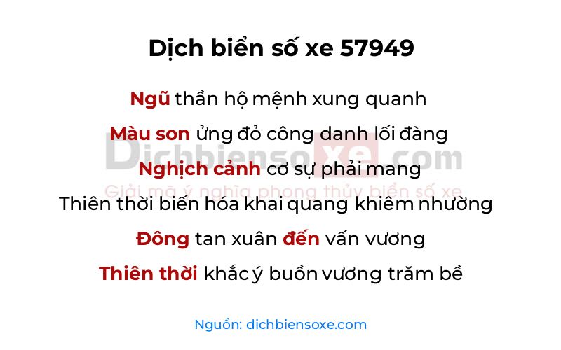 Dịch thơ biển số 57949