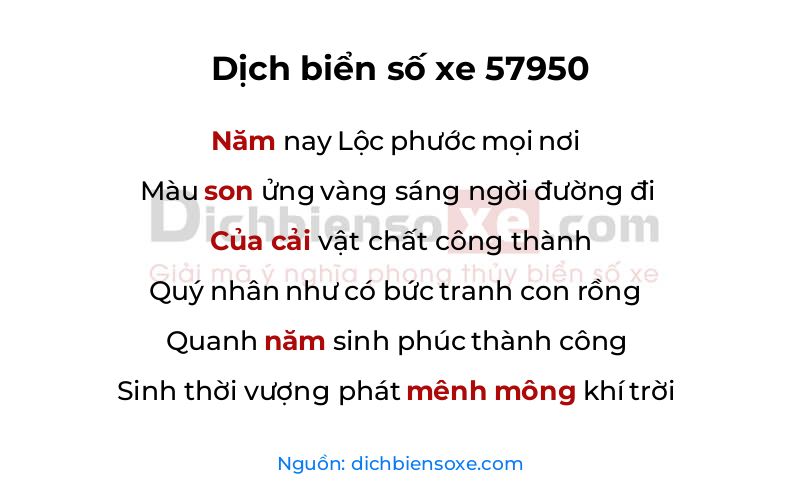 Dịch thơ biển số 57950