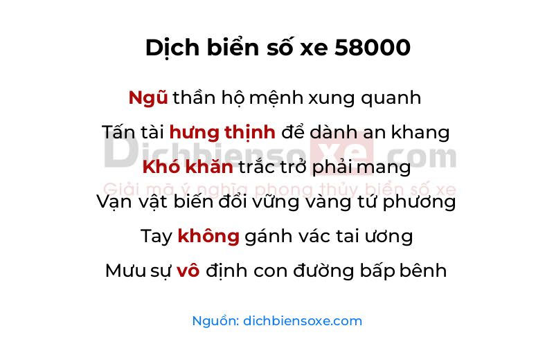 Dịch thơ biển số 58000