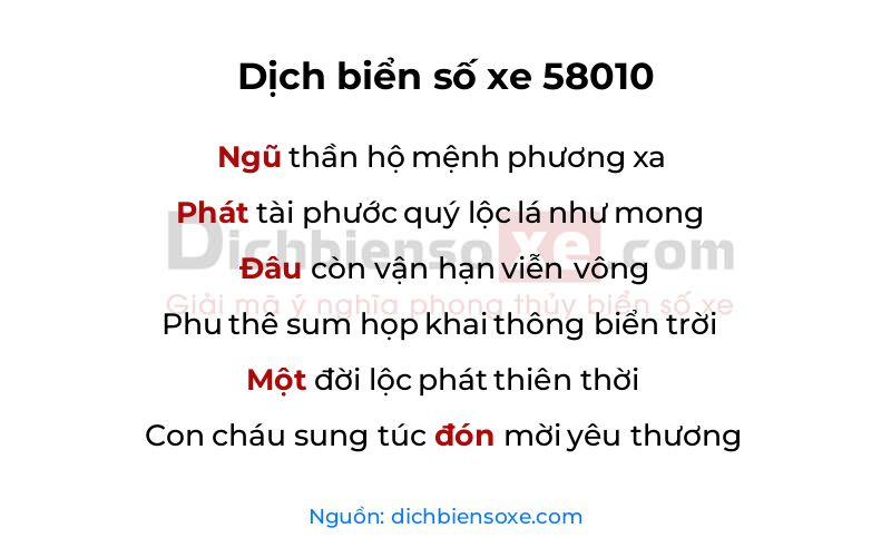 Dịch thơ biển số 58010