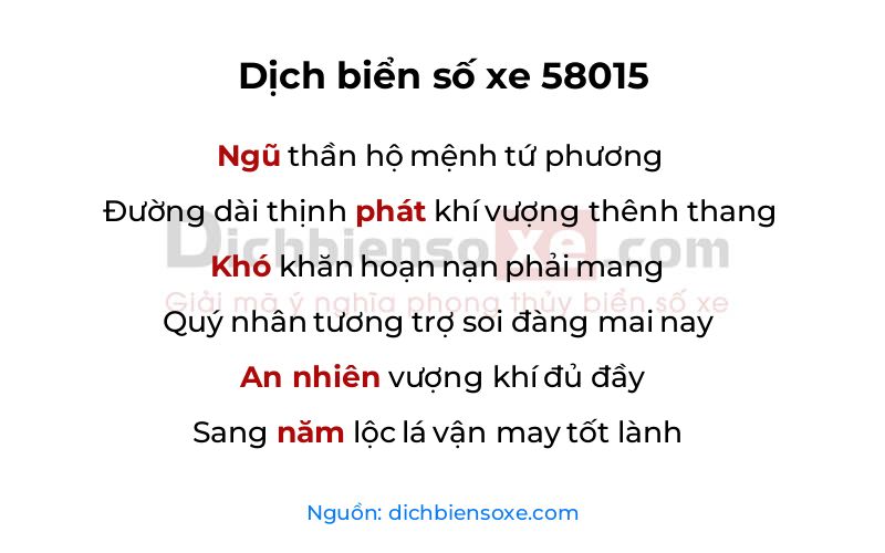 Dịch thơ biển số 58015