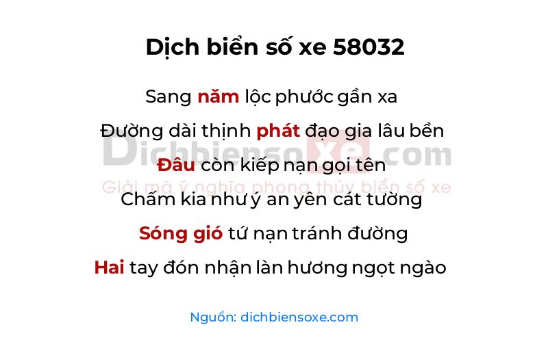 Dịch thơ biển số 58032