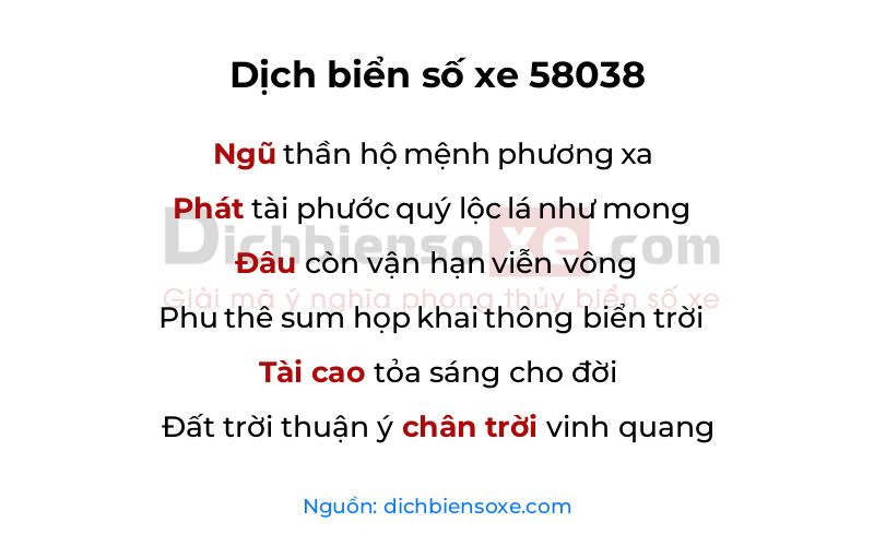 Dịch thơ biển số 58038