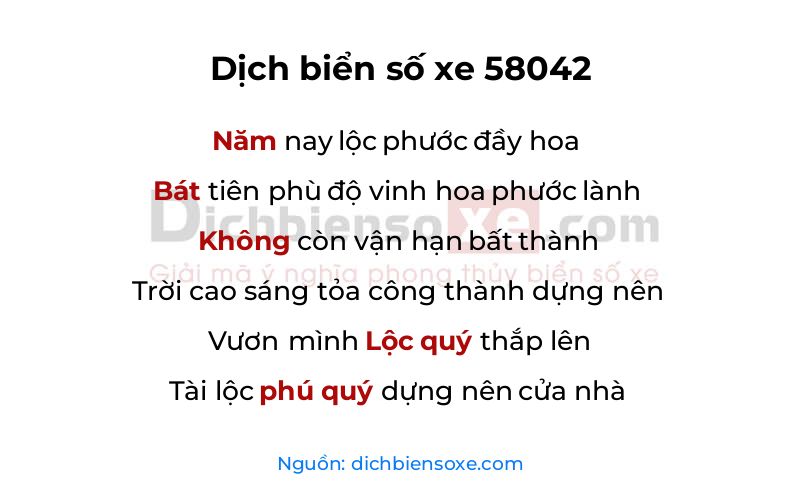 Dịch thơ biển số 58042
