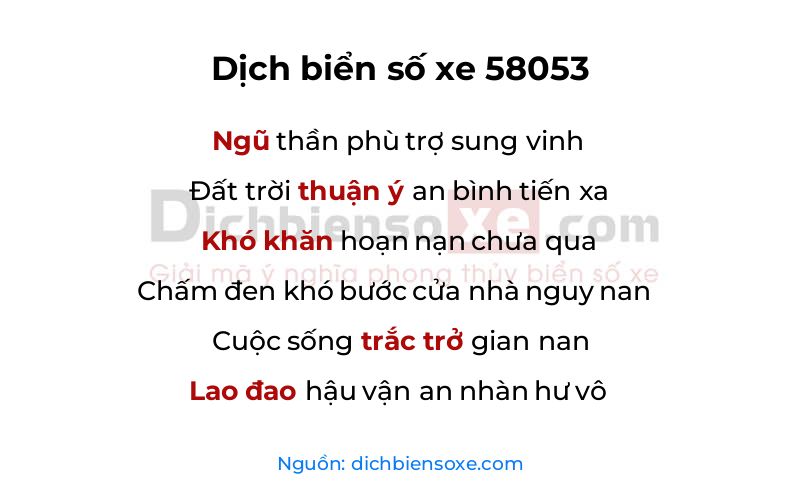 Dịch thơ biển số 58053