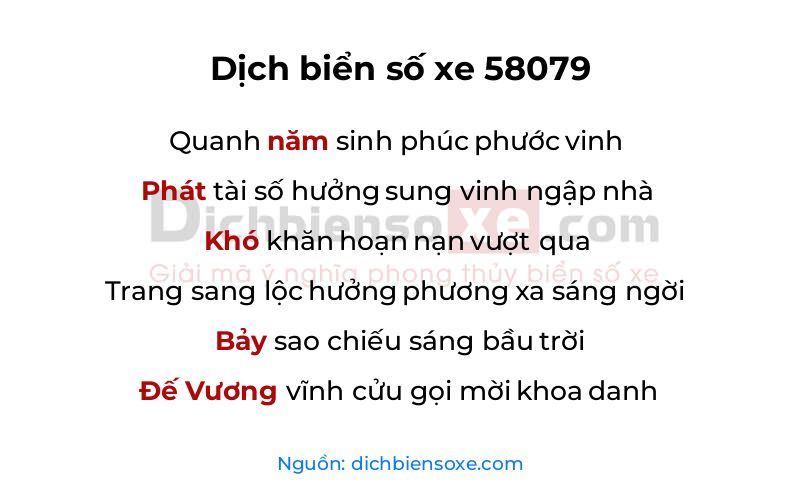 Dịch thơ biển số 58079