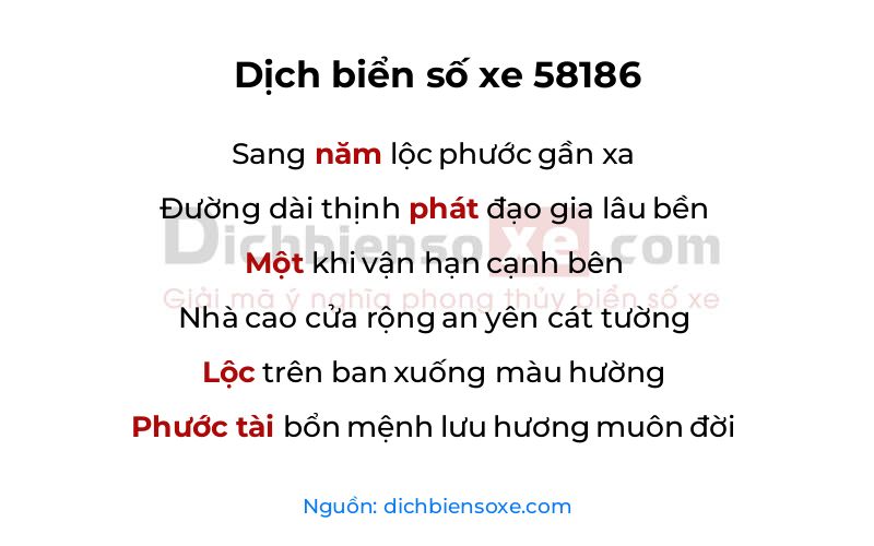 Dịch thơ biển số 58186