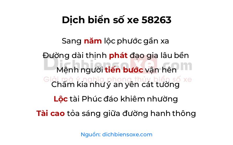 Dịch thơ biển số 58263