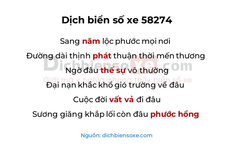 Dịch thơ biển số 58274