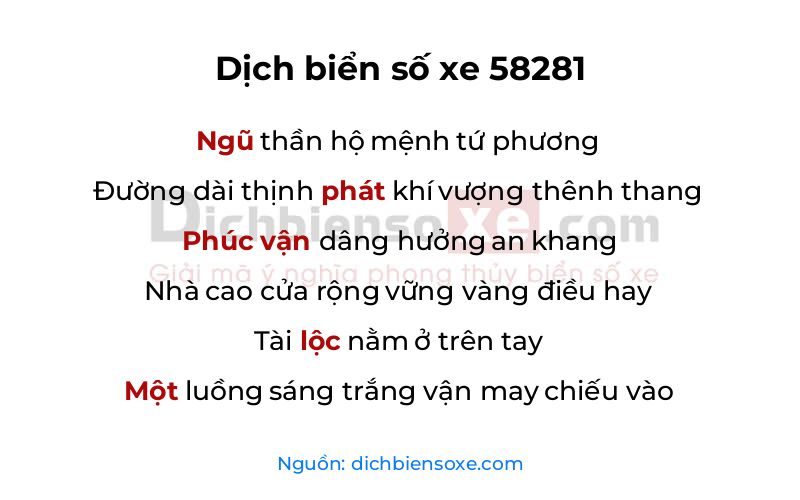 Dịch thơ biển số 58281