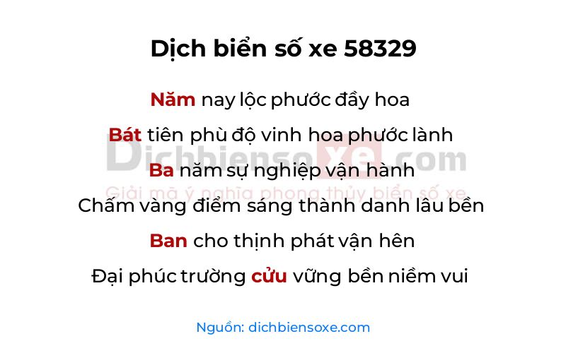 Dịch thơ biển số 58329