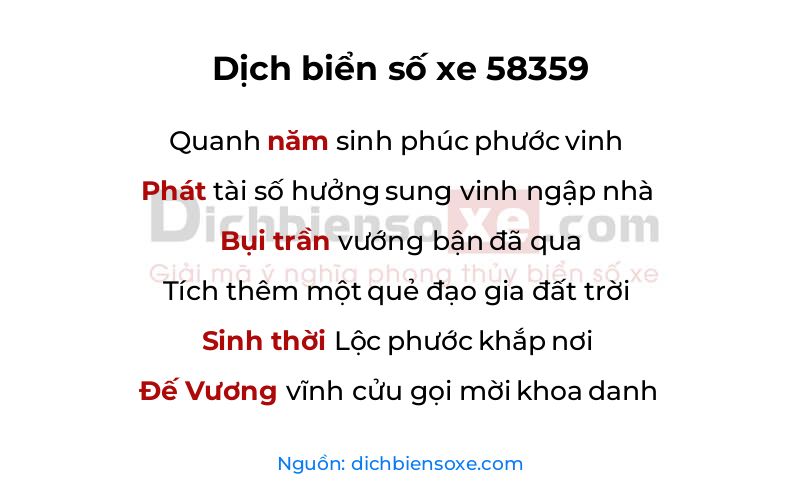 Dịch thơ biển số 58359