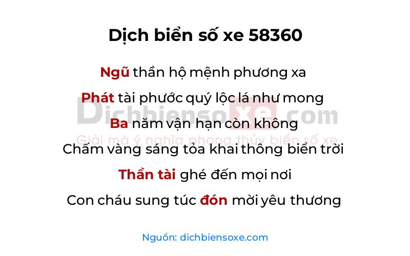 Dịch thơ biển số 58360