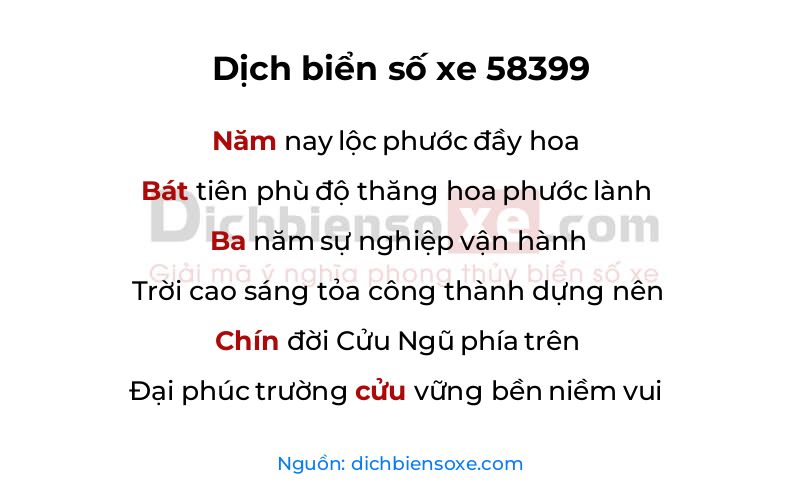 Dịch thơ biển số 58399