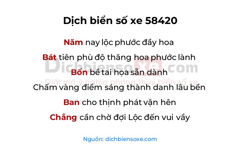 Dịch thơ biển số 58420