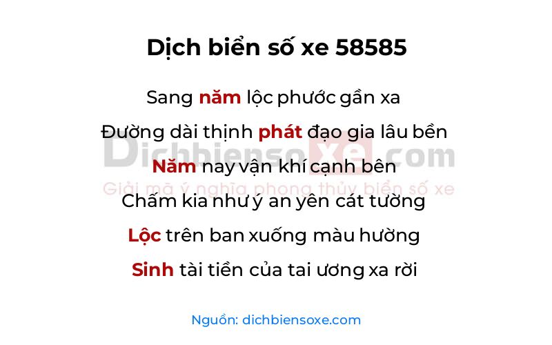 Dịch thơ biển số 58585