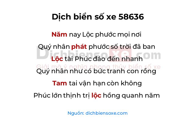 Dịch thơ biển số 58636