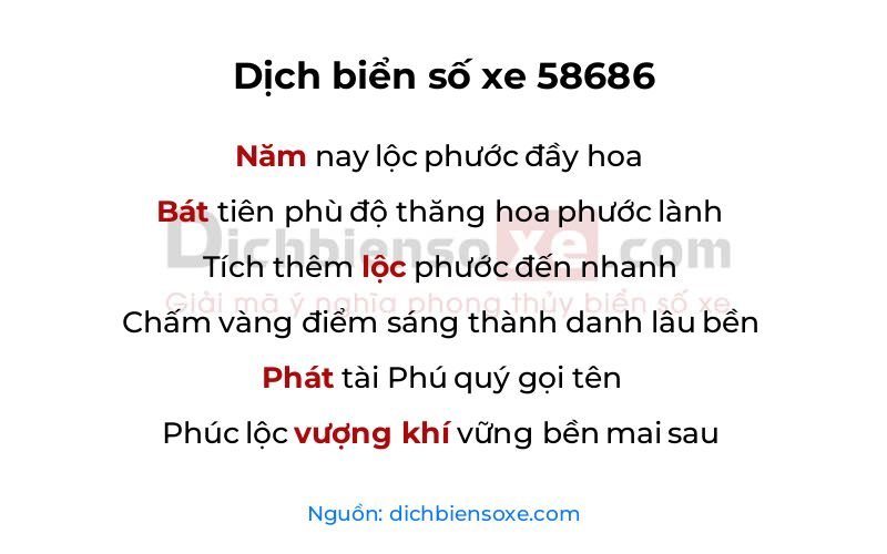 Dịch thơ biển số 58686