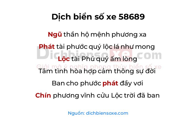 Dịch thơ biển số 58689