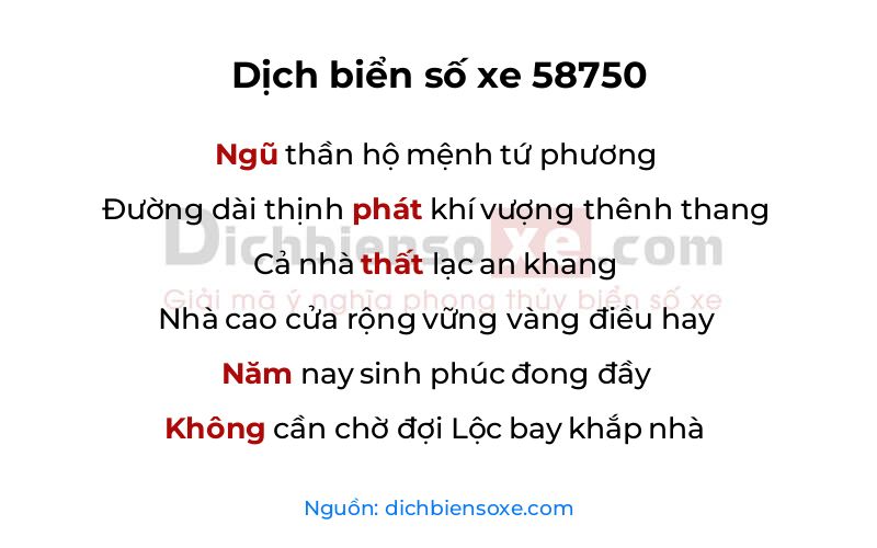 Dịch thơ biển số 58750