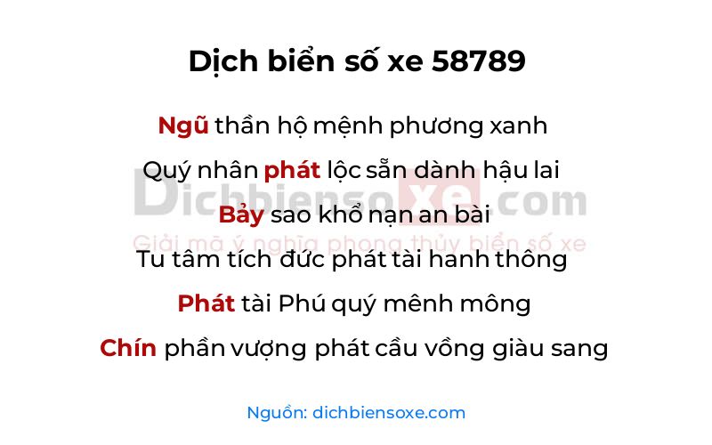 Dịch thơ biển số 58789