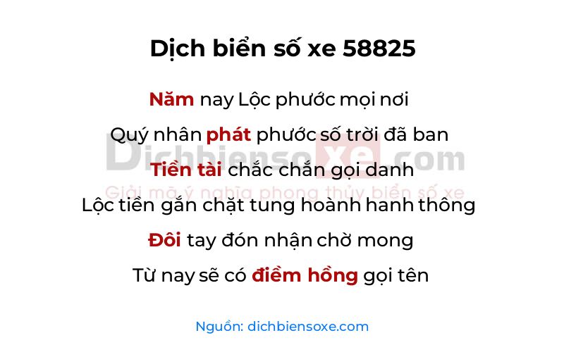 Dịch thơ biển số 58825