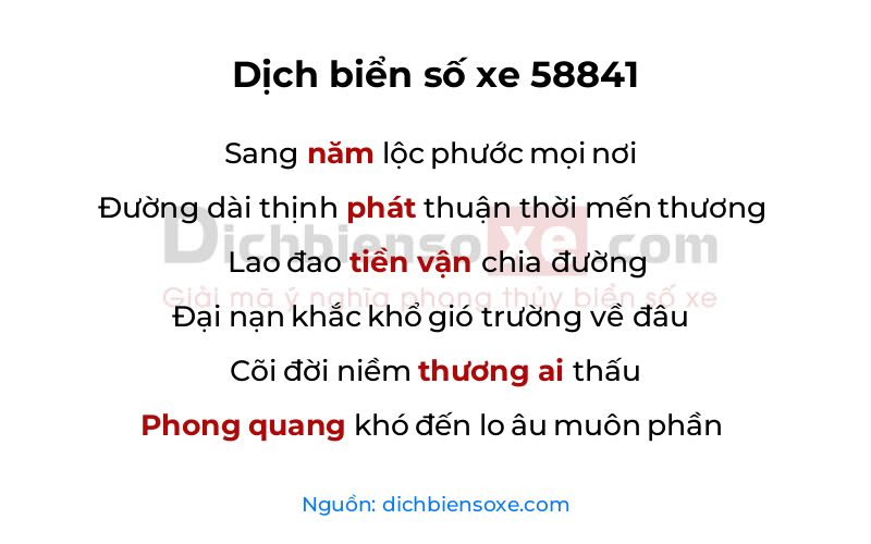 Dịch thơ biển số 58841