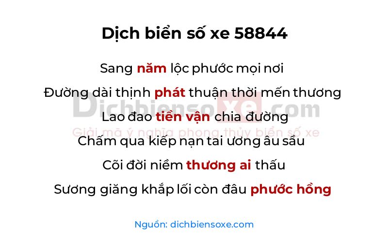 Dịch thơ biển số 58844