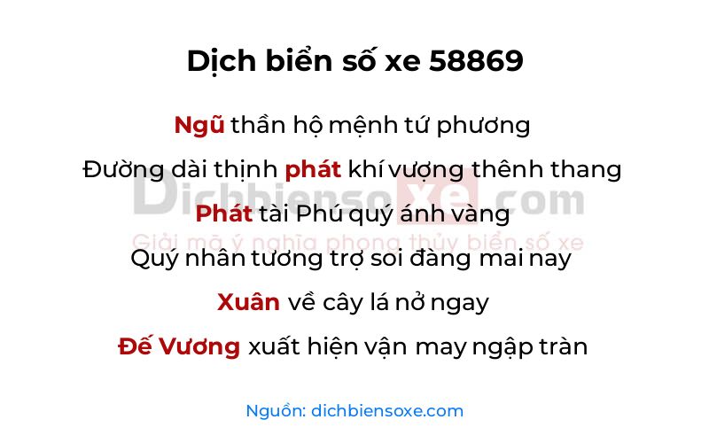 Dịch thơ biển số 58869